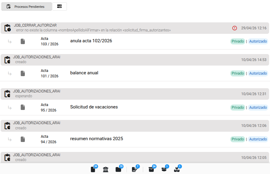 procesos pendientes