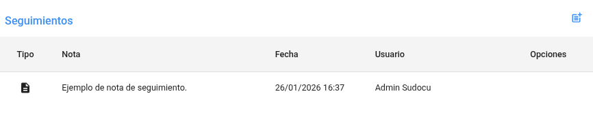 Notas de seguimiento