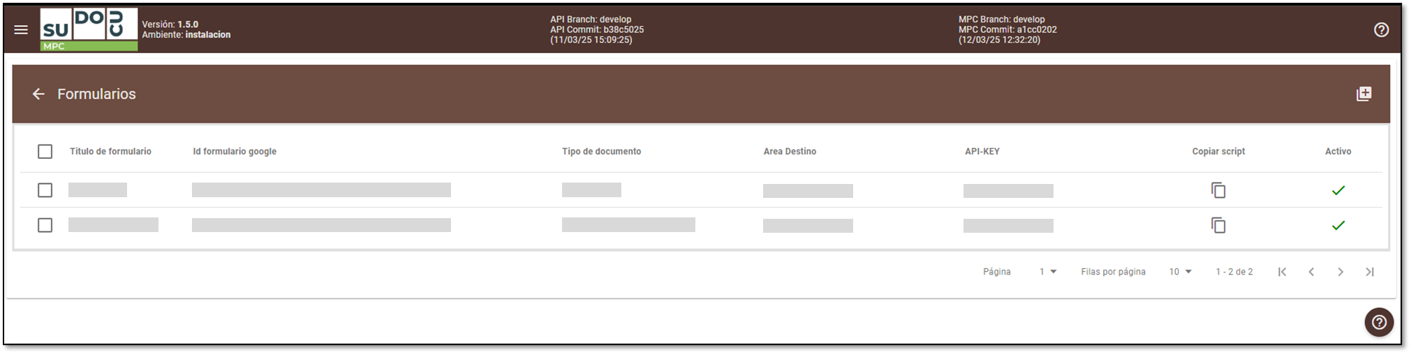 Módulo de Google Forms