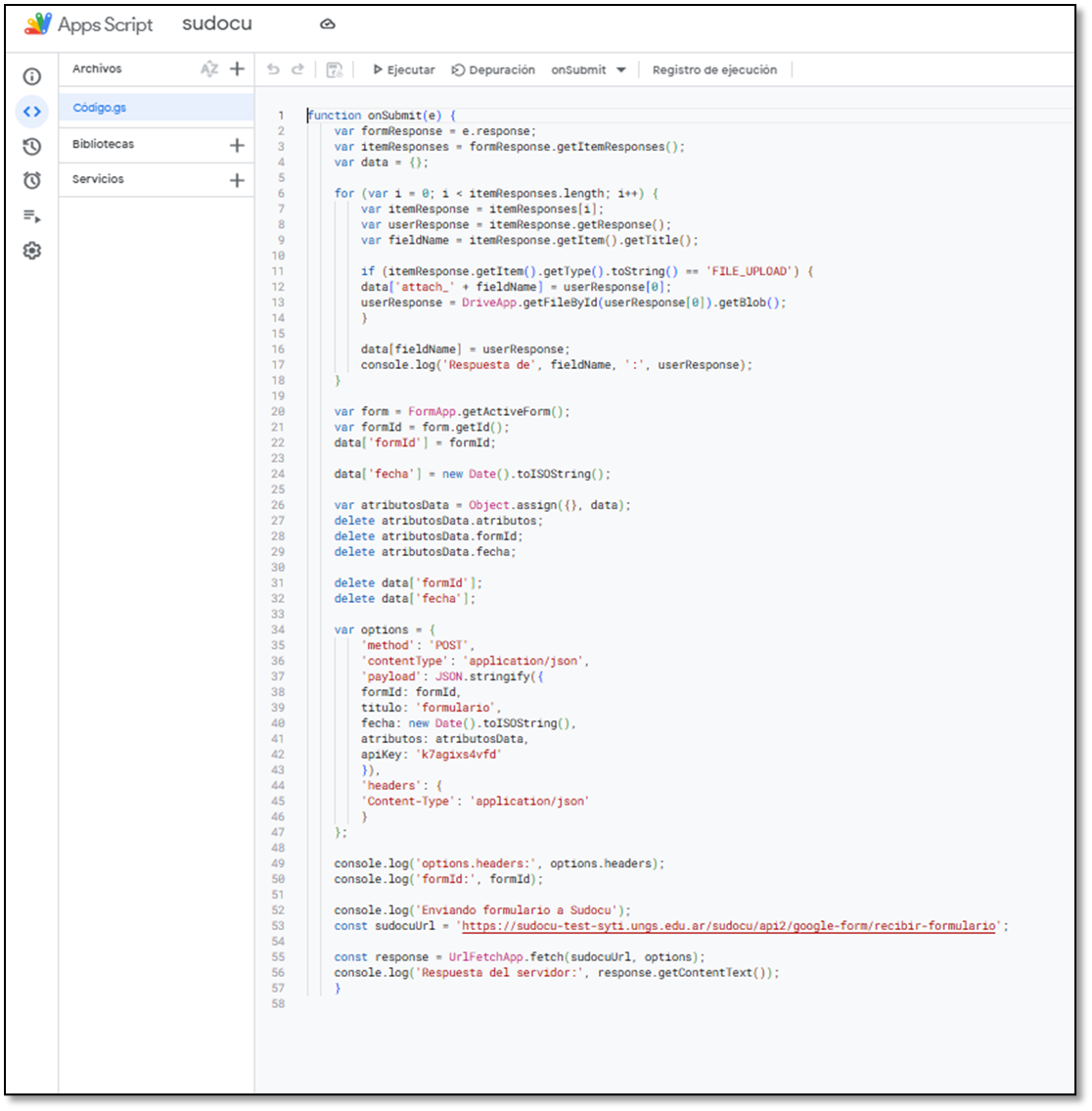 Código en App Script