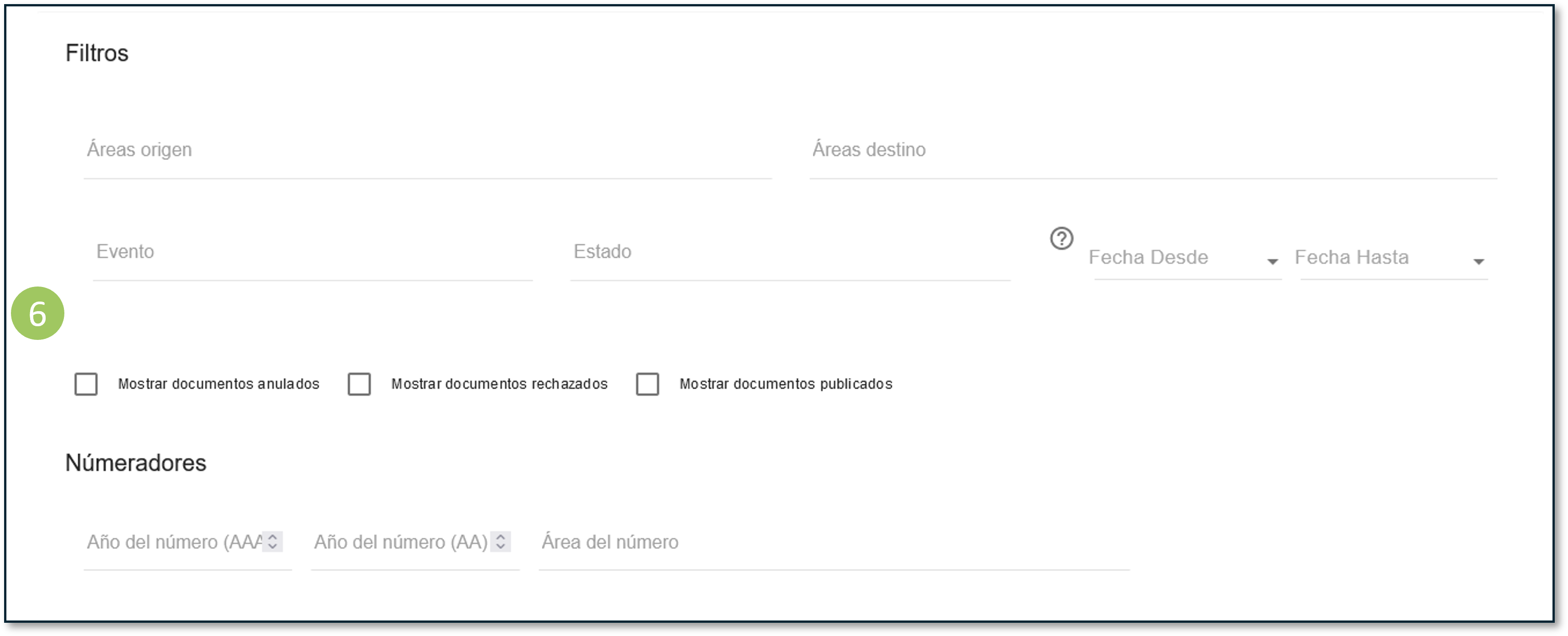Filtros de la carpeta.