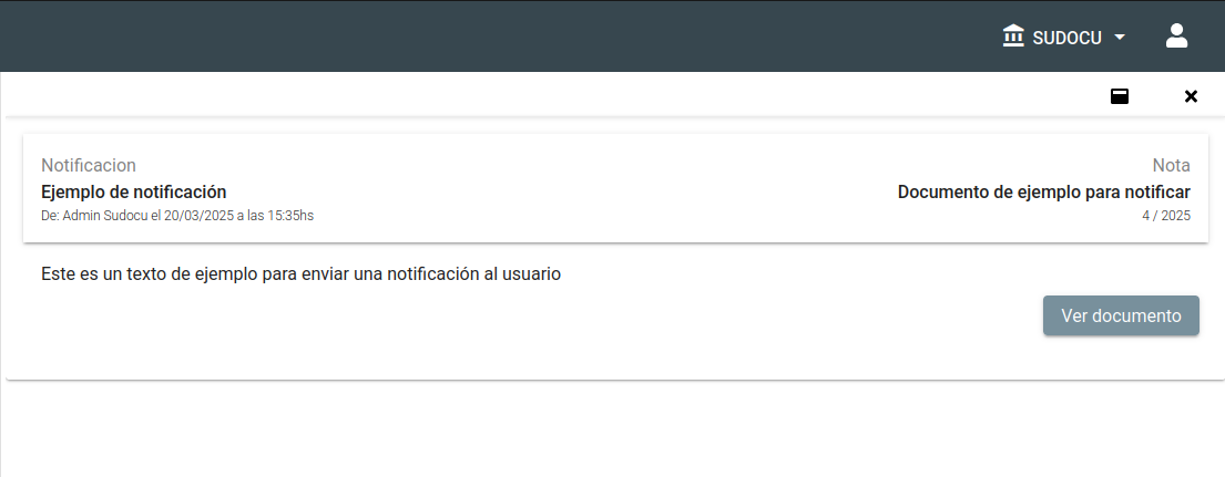 Vista de notificación con adjunto