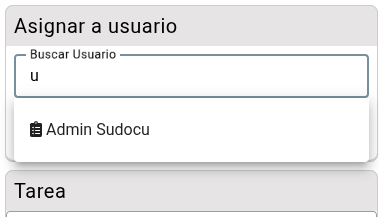 Seleccionar usuario asignado a la tarea no disponible