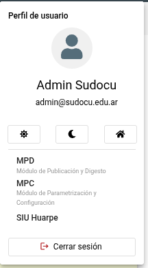 Menú de usuario